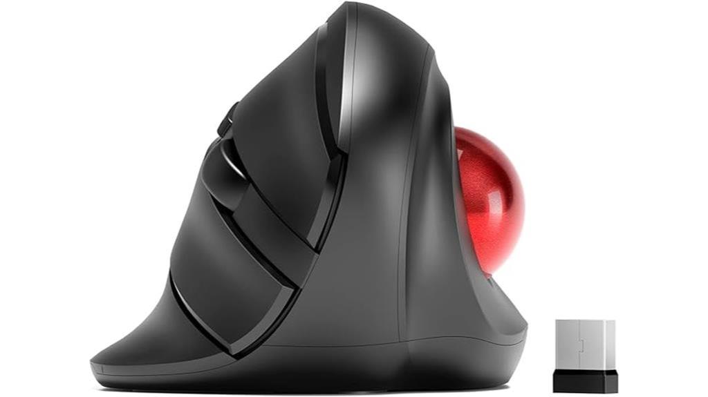 wireless trackball mouse with vertical rollerball