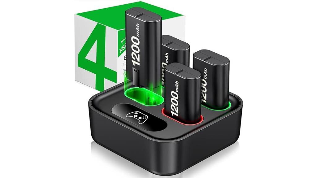 xbox one controller battery charger with 4 rechargeable batteries